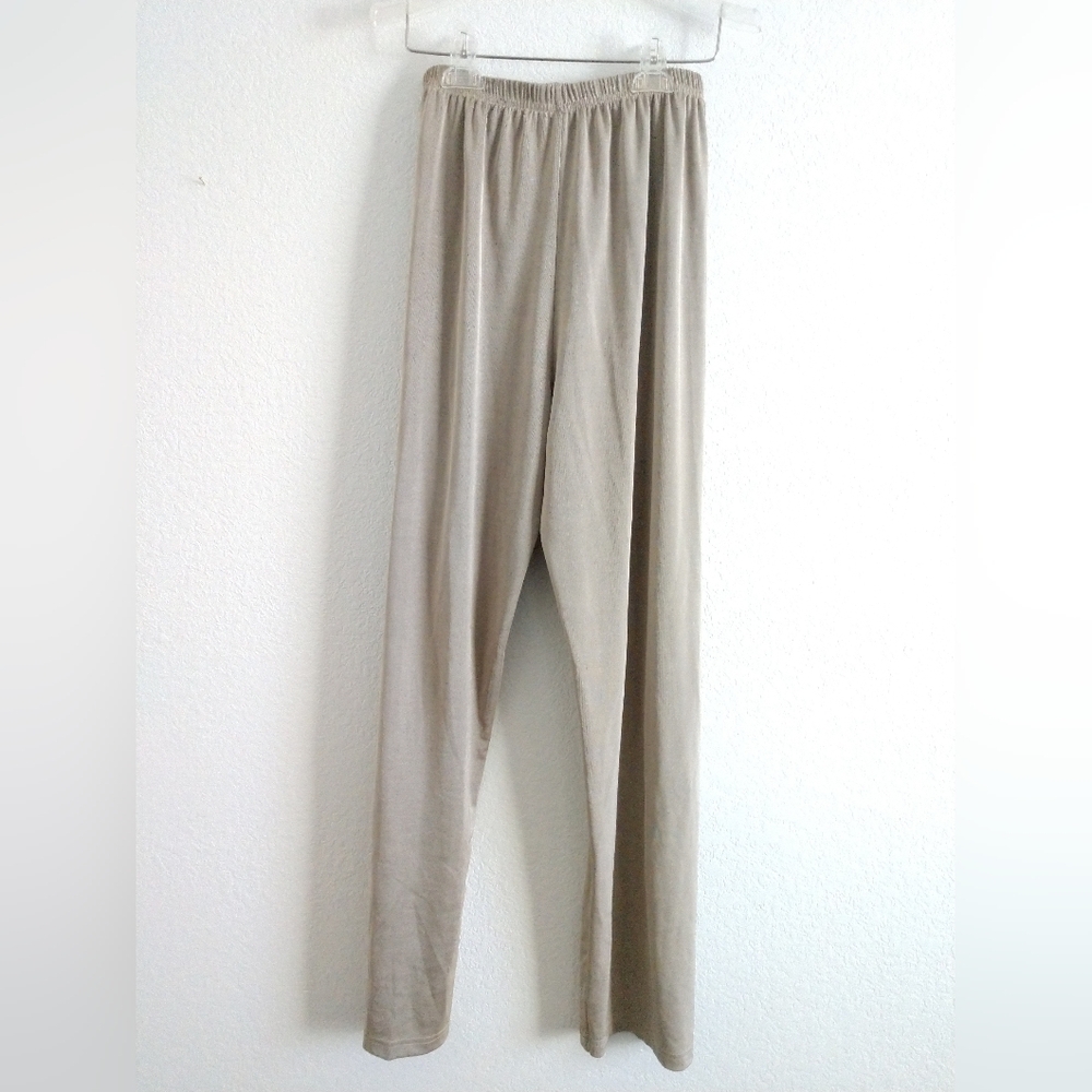 Superline Women's Beige Champagne Knit Travelers Pull On Pants Elastic Waist XS
